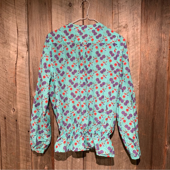 Sack’s Silk Blend Long Sleeve Teal Button Blouse size 1 - Picture 3 of 11